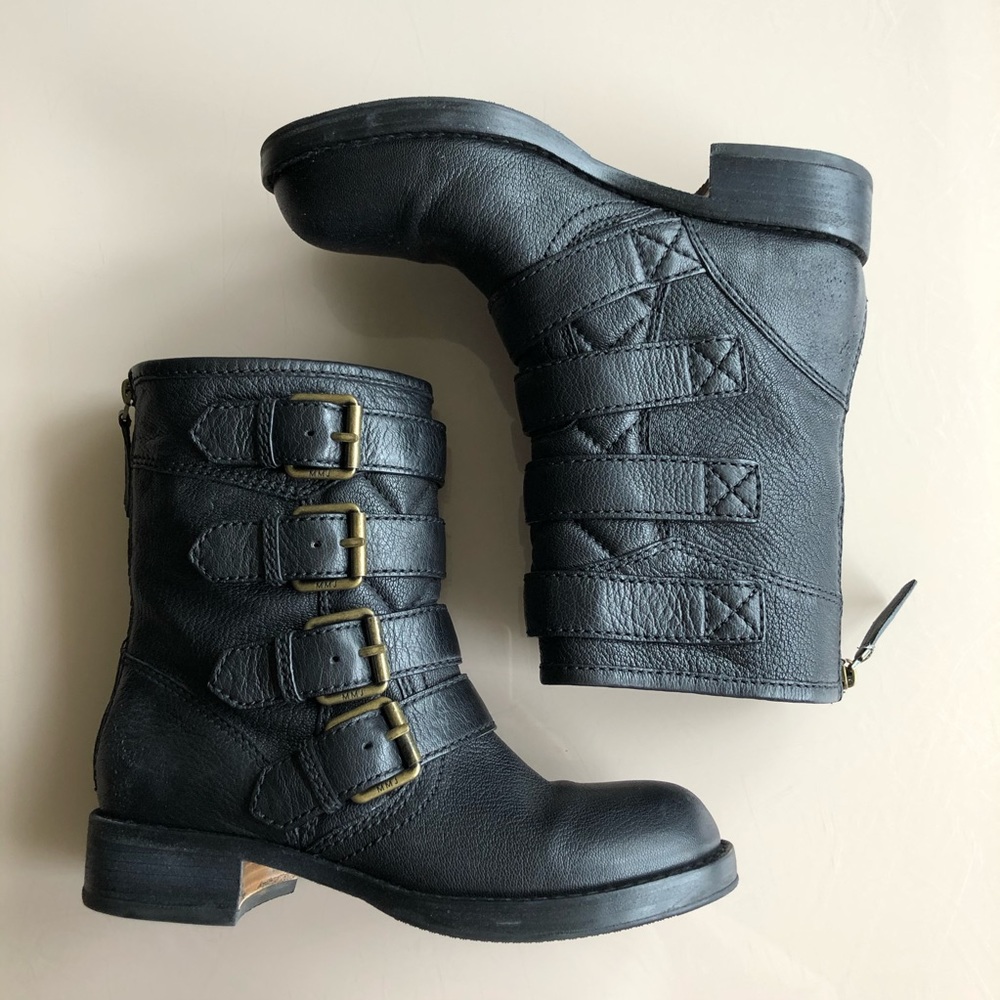 Marc By Marc Jacobs Black Biker Buckle Booties 38